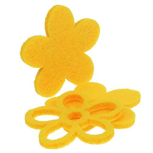Floristik24 Strödekor filt blomma gul assorterad 4cm 72 st