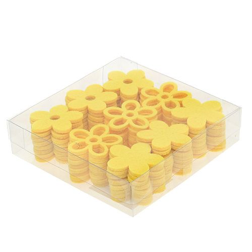 Floristik24 Strödekor filt blomma gul assorterad 4cm 72 st