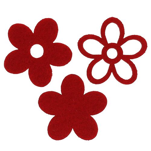 Floristik24 Strödekor filt blomma röd assorterad i en blandning Ø4cm 72 st