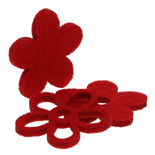 Artikel Strödekor filt blomma röd assorterad i en blandning Ø4cm 72 st