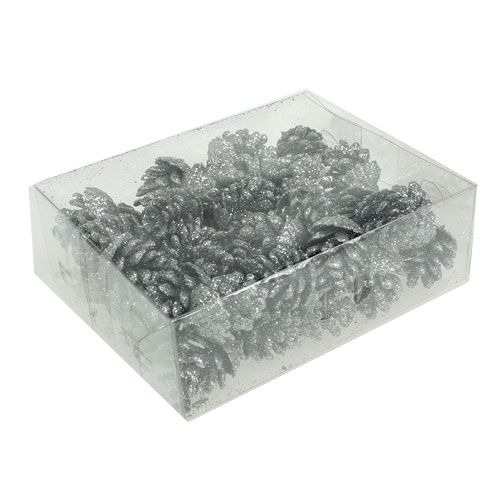 Floristik24 Kottar tallkottar silver 3cm 48 st