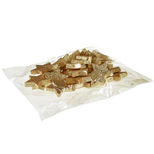 Artikel Scatter stars ljus guld glimmer 4-5cm 40st