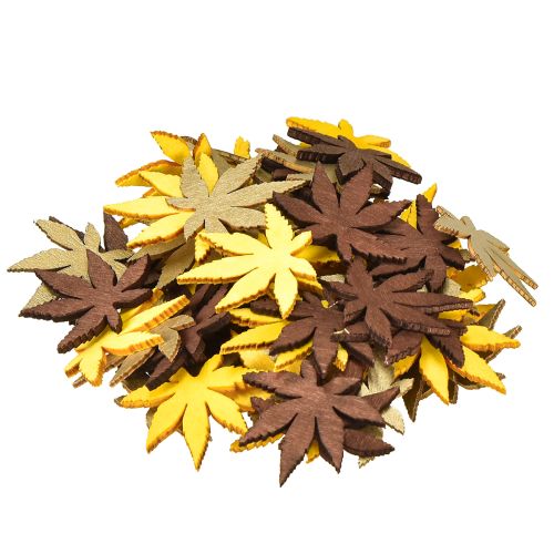 Artikel Scatter dekorationsblad gul, brun, platina assorterad 4cm 72 st