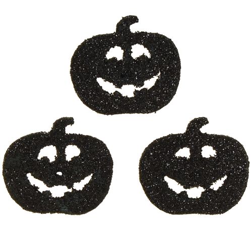 Artikel Scatter dekoration Halloween pumpa dekoration 4cm svart, glitter 72 st