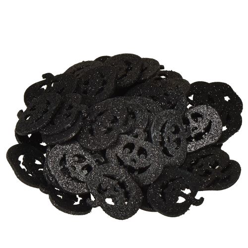 Artikel Scatter dekoration Halloween pumpa dekoration 4cm svart, glitter 72 st
