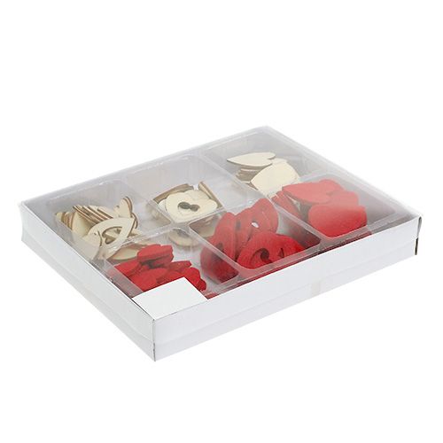 Floristik24 Spridda hjärtan mix 2-3,5cm röd, naturlig 110p