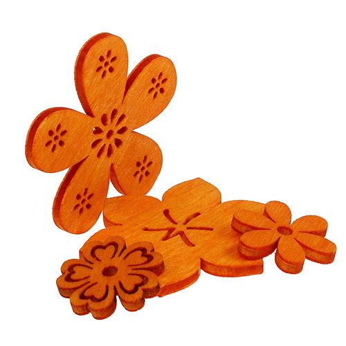 Floristik24 Scatterdekoration träblomma orange 2cm - 4cm 96p