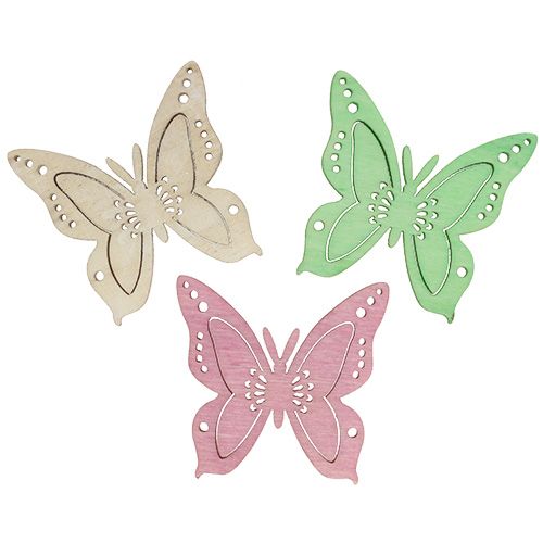 Floristik24 Scatter dekoration fjäril rosa, grön, naturlig 4cm 72 st