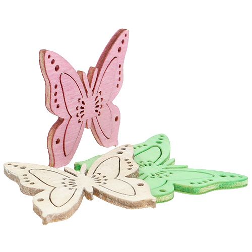 Floristik24 Scatter dekoration fjäril rosa, grön, naturlig 4cm 72 st