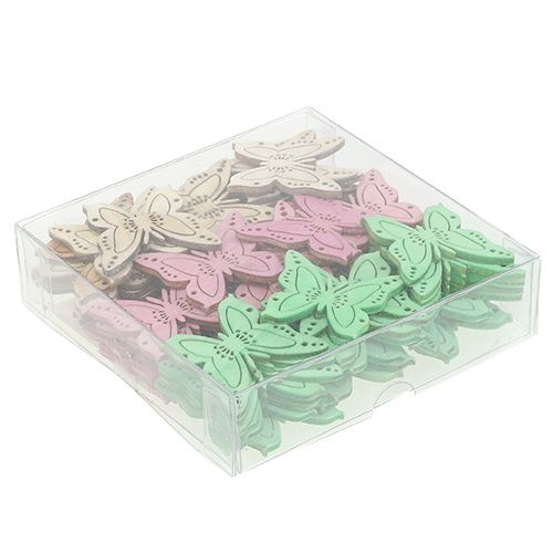 Floristik24 Scatter dekoration fjäril rosa, grön, naturlig 4cm 72 st