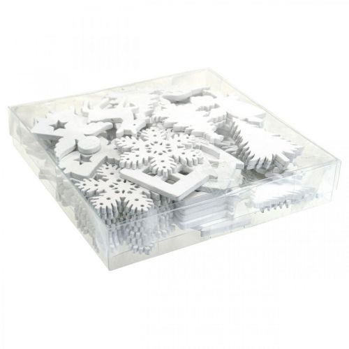 Floristik24 Strödekoration julvedsmix vit 4cm 72 st