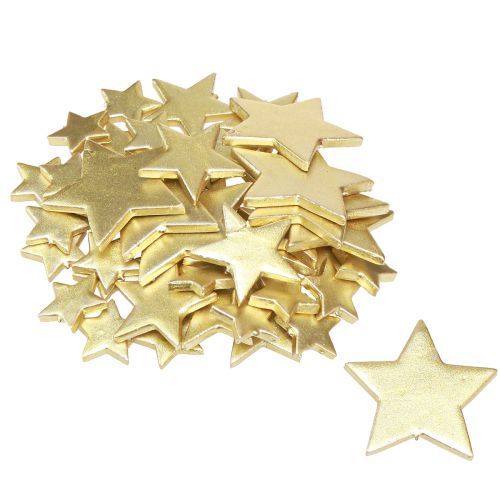 Artikel Spridda dekorationsstjärnor guld Ø3/5/7cm – 2:a val – 44 st