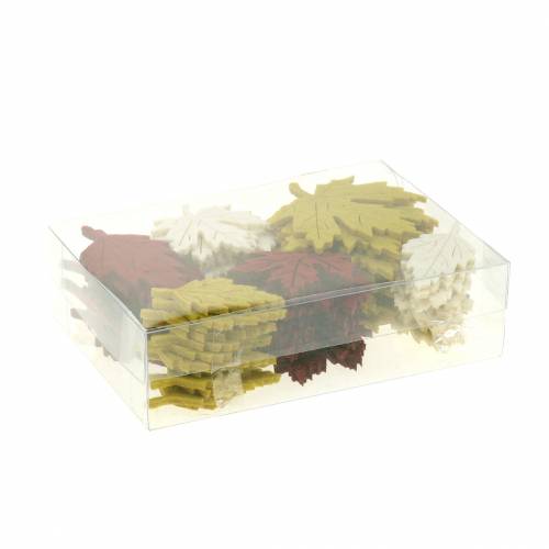 Floristik24 Strö dekoration höstlöv filt Bordeaux/kräm/grön 72 st