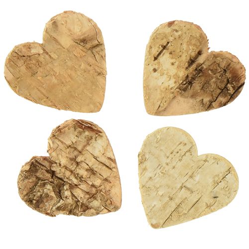 Floristik24 Spridningsdekoration trähjärta trähjärtan bark björk 4cm 60 st