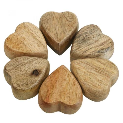 Floristik24 Scatter dekoration trähjärtan bordsdekoration hjärta trä natur 5cm 6st