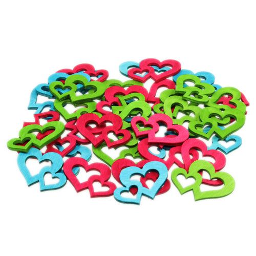 Floristik24 Scatter dekoration trä hjärtan färgglada asst. 3cm x 4cm 72 st