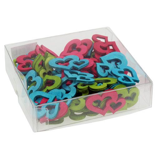 Floristik24 Scatter dekoration trä hjärtan färgglada asst. 3cm x 4cm 72 st
