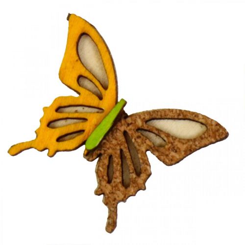 Scatter dekoration fjärilar trä grön/gul/orange 3×4cm 24p