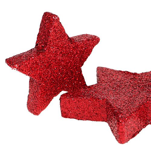 Scattered stars röd, glimmer 4-5cm 40st