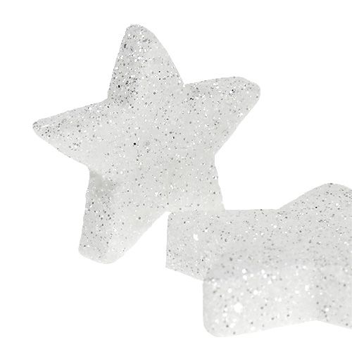 Artikel Scatter dekoration stjärnor vit med glimmer 4-5cm 40 st
