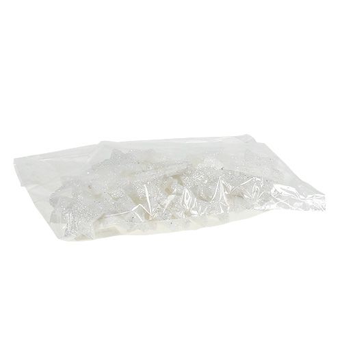 Artikel Scatter dekoration stjärnor vit med glimmer 4-5cm 40 st