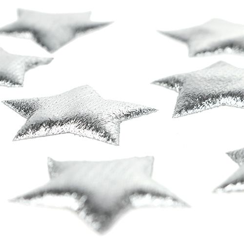 Floristik24 Spritt tyg stjärnor silver 3cm 100p