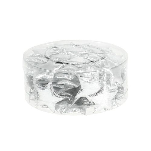 Floristik24 Spritt tyg stjärnor silver 3cm 100p