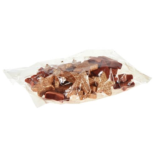 Artikel Strödekoration Julstjärnor brun/orange Ø4/5cm 40 st