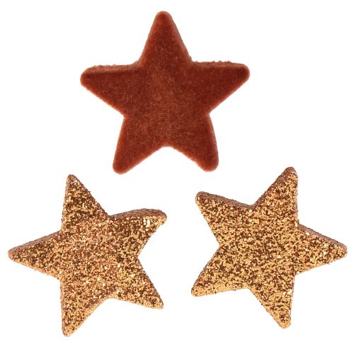 Artikel Strödekoration Julstjärnor brun/orange Ø4/5cm 40 st