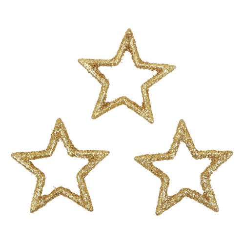 Floristik24 Strödekoration Julstjärnor gyllene glitter Ø4cm 120 st