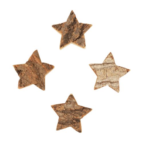 Floristik24 Strödekoration Julstjärnor trästjärnor med bark Ø5cm 12 st