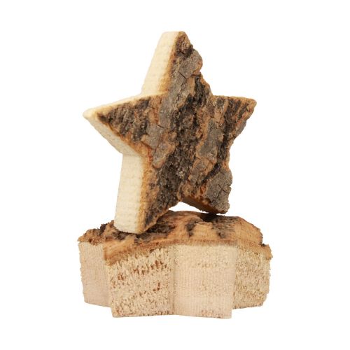 Floristik24 Strödekoration Julstjärnor trästjärnor med bark Ø5cm 12 st