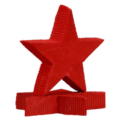Artikel Strödekoration Julstjärnor röda trästjärnor Ø5,5cm 12st