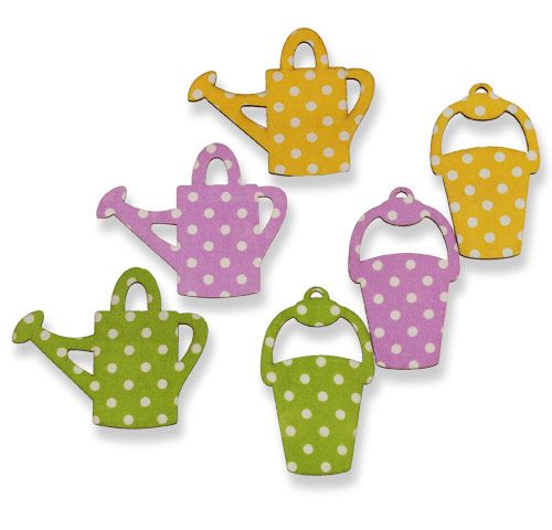 Floristik24 Vattenburk / hink gjord av trä 8 cm diverse 12st