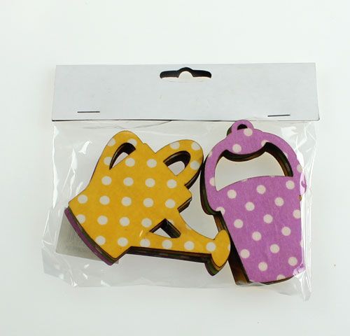 Floristik24 Vattenburk / hink gjord av trä 8 cm diverse 12st