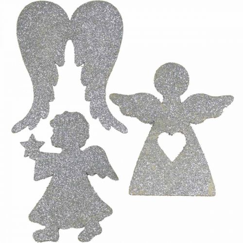 Floristik24 Spridningsdekoration Jul ängladekoration silverglitter H8cm 24 st