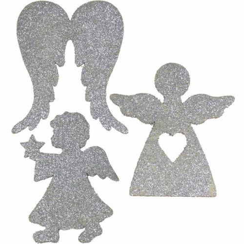 Floristik24 Spridningsdekoration Jul ängladekoration silverglitter H8cm 24st