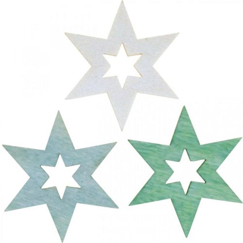 Trästjärnor deco strössel Julgrön H4cm 72p