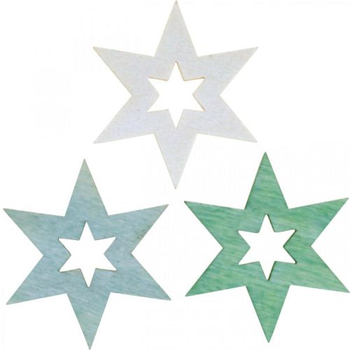 Floristik24 Trästjärnor Dekoration Scatter Dekoration Julgrön H4cm 72 st
