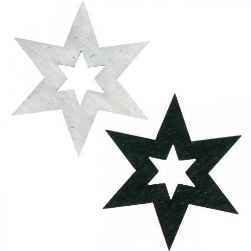 Trästjärnor Dekoration Scatter Dekoration Jul Svart H4cm 72 st