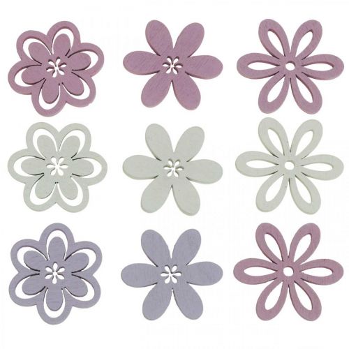 Träblommor spridda dekoration blommor lila/rosa/vit Ø3,5cm 48 st