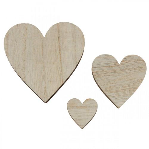 Floristik24 Wooden Hearts Scatter Dekoration Heart Natural Brown Bordsdekoration 29 st