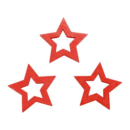 Artikel Strödekoration Juldekoration stjärnor röda trästjärnor Ø4cm 54 st