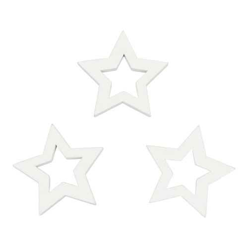 Floristik24 Strödekoration Julstjärnor vita trästjärnor Ø4cm 54st