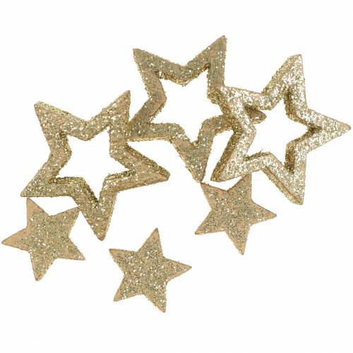 Floristik24 Scatter dekoration stjärnor guld glitter 48 st