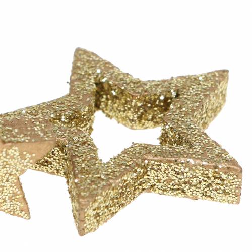 Floristik24 Scatter dekoration stjärnor guld glitter 48 st