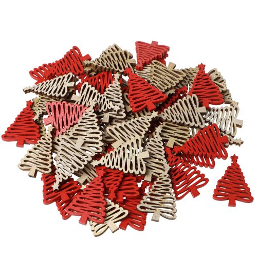 Artikel Strö bitar trägran med stjärna naturröd 3x4,5cm 72 st