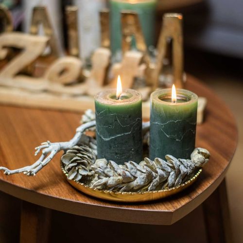 Floristik24 Strobuskottar, jul, adventsdekoration, vita kottar natur, gyllene L9–14cm 20 st