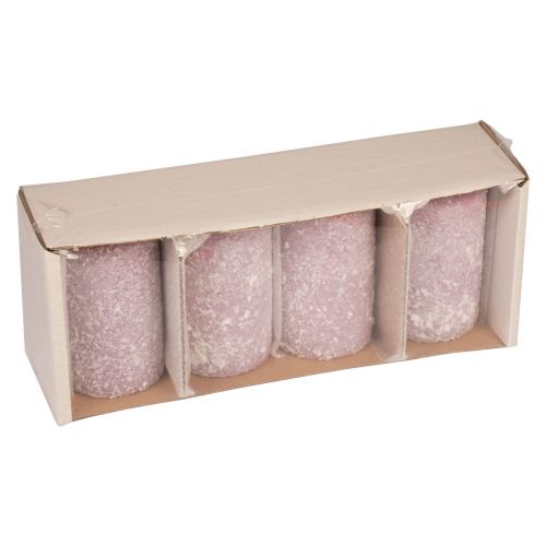 Floristik24 Pelarljus vinter julljus lila 60×100mm 4 st