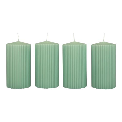 Artikel Pelarljus Gröna smaragdräfflade ljus 70/130mm 4 st